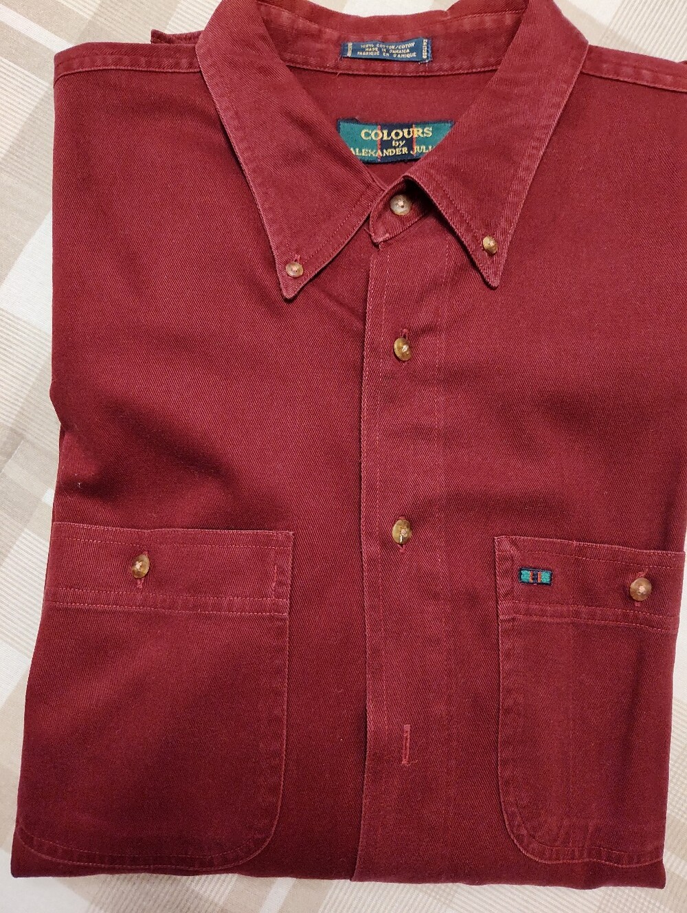 Alexander Julian Men's Burgundy Button-Down Shirt with Dual Chest Pockets